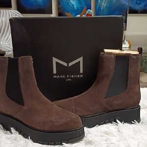 Marc Fisher LTD Bermida Dark Brown Leather Boots 🆕 With 🎁